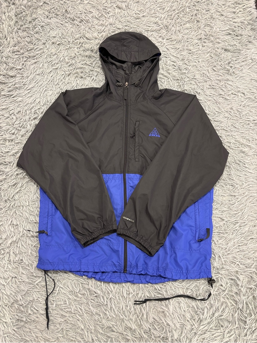 Vintage 90s Nike ACG Windbreaker Jacket Men's Large Black Blue Climafit Zip Up